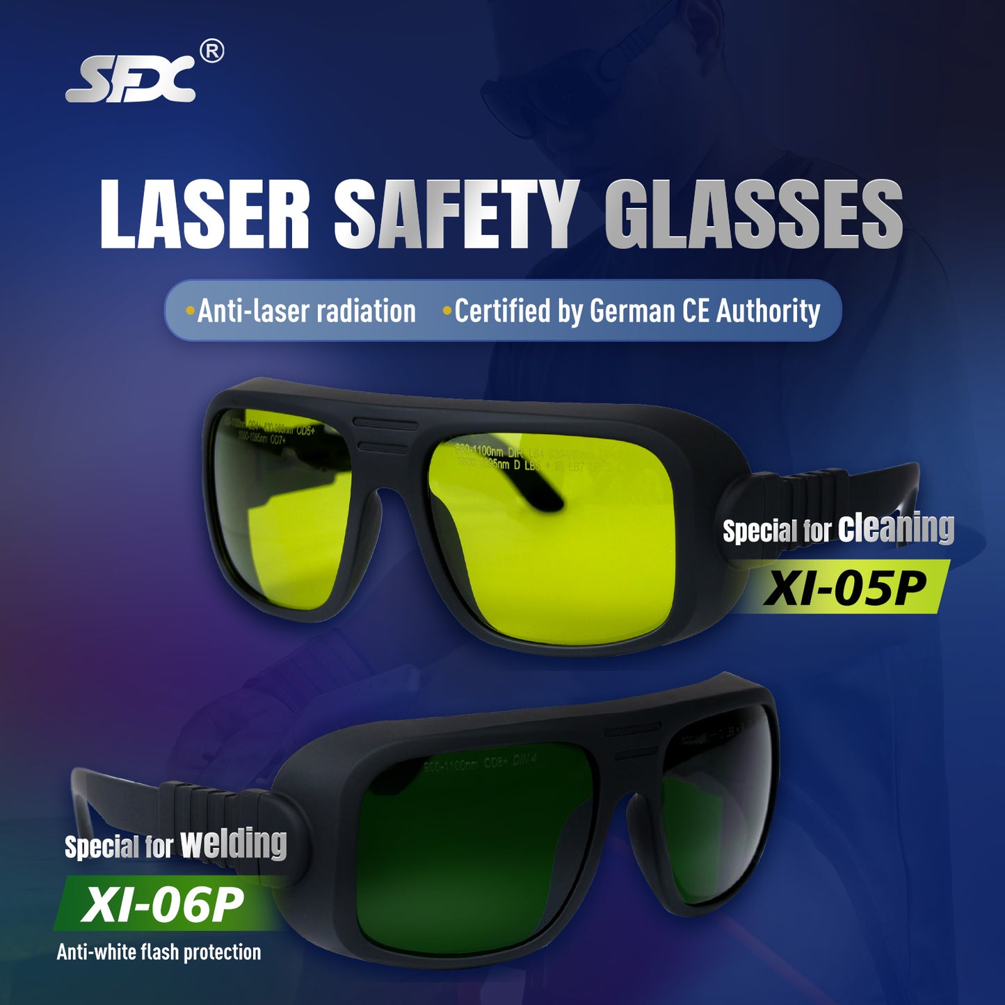 SFX Safety Glasses for Laser Cleaning Protective Glasses Main Protection Wavelength 800-1100nm