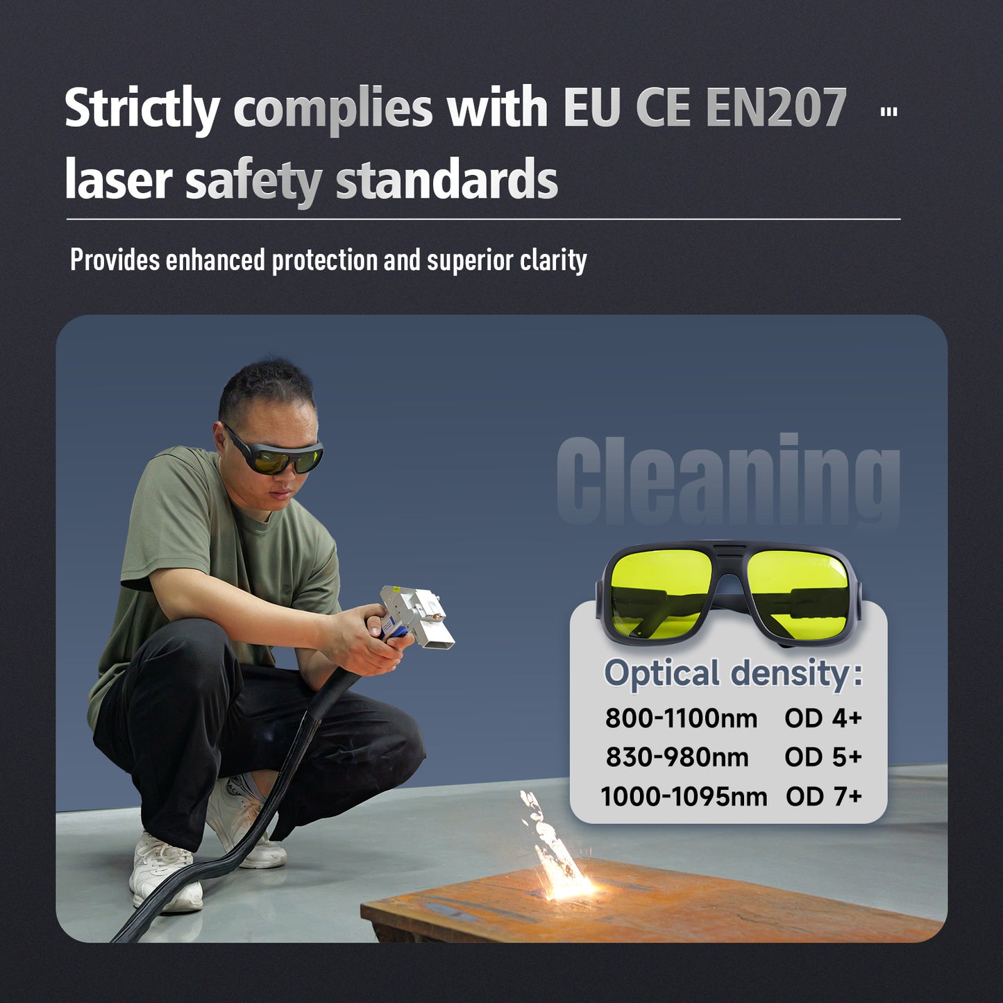 SFX Safety Glasses for Laser Cleaning Protective Glasses Main Protection Wavelength 800-1100nm