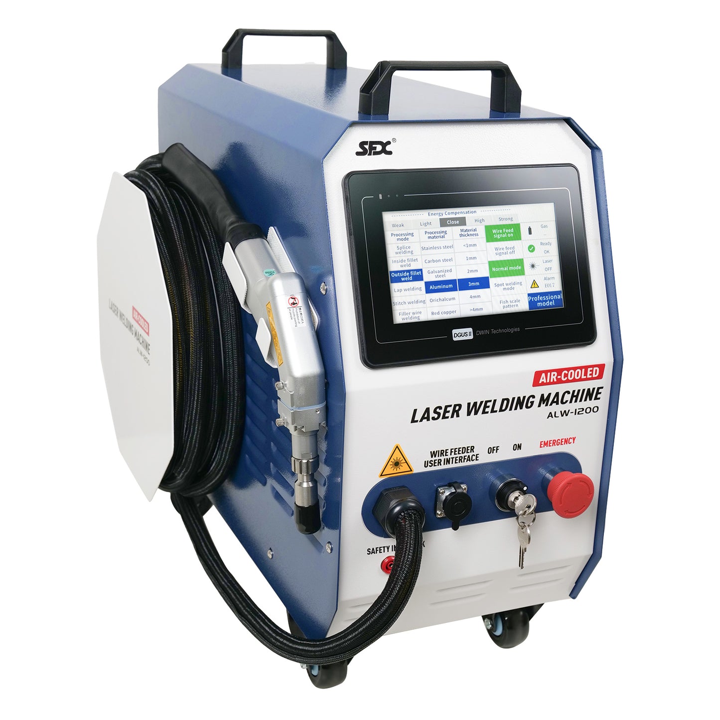 SFX 1200W Air Cooled Laser Welder 2-in-1 Handheld Laser Welding Machine Beam Cleaner with Auto Wire Feeder for Metal Stainless Steel Aluminum Brass
