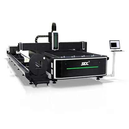 SFX 3KW/6KW Fiber Laser Metal Sheet/Tube Cutting Machine 1500x3000mm for SS, Mild Steel, Carbon Steel, Alloy Steel, Galvanized Sheet, Aluminum Plate Pipes