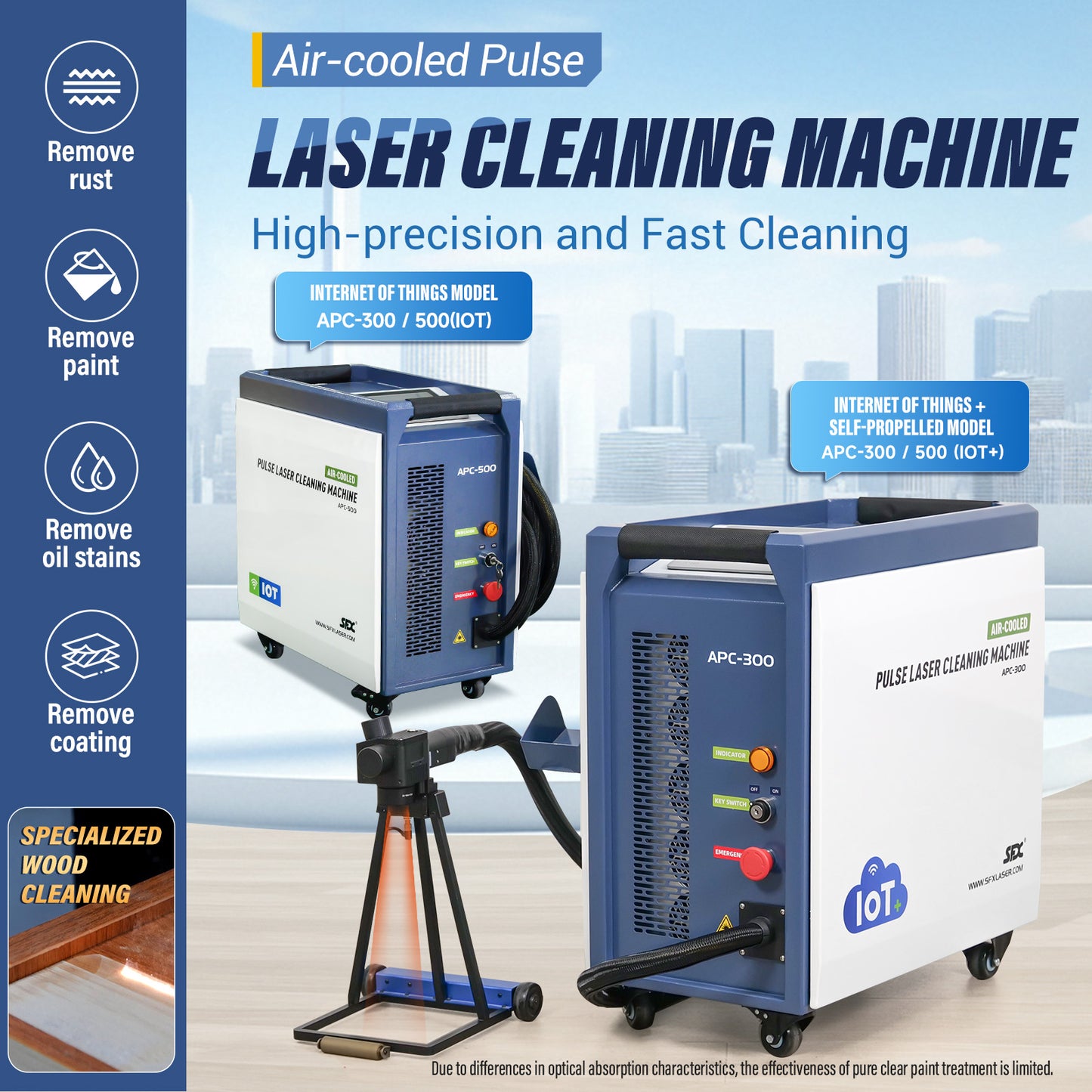 SFX Laser APC Pulsed Laser Cleaning Machine Air-Cooled Laser Rust Removal for Wood Metal
