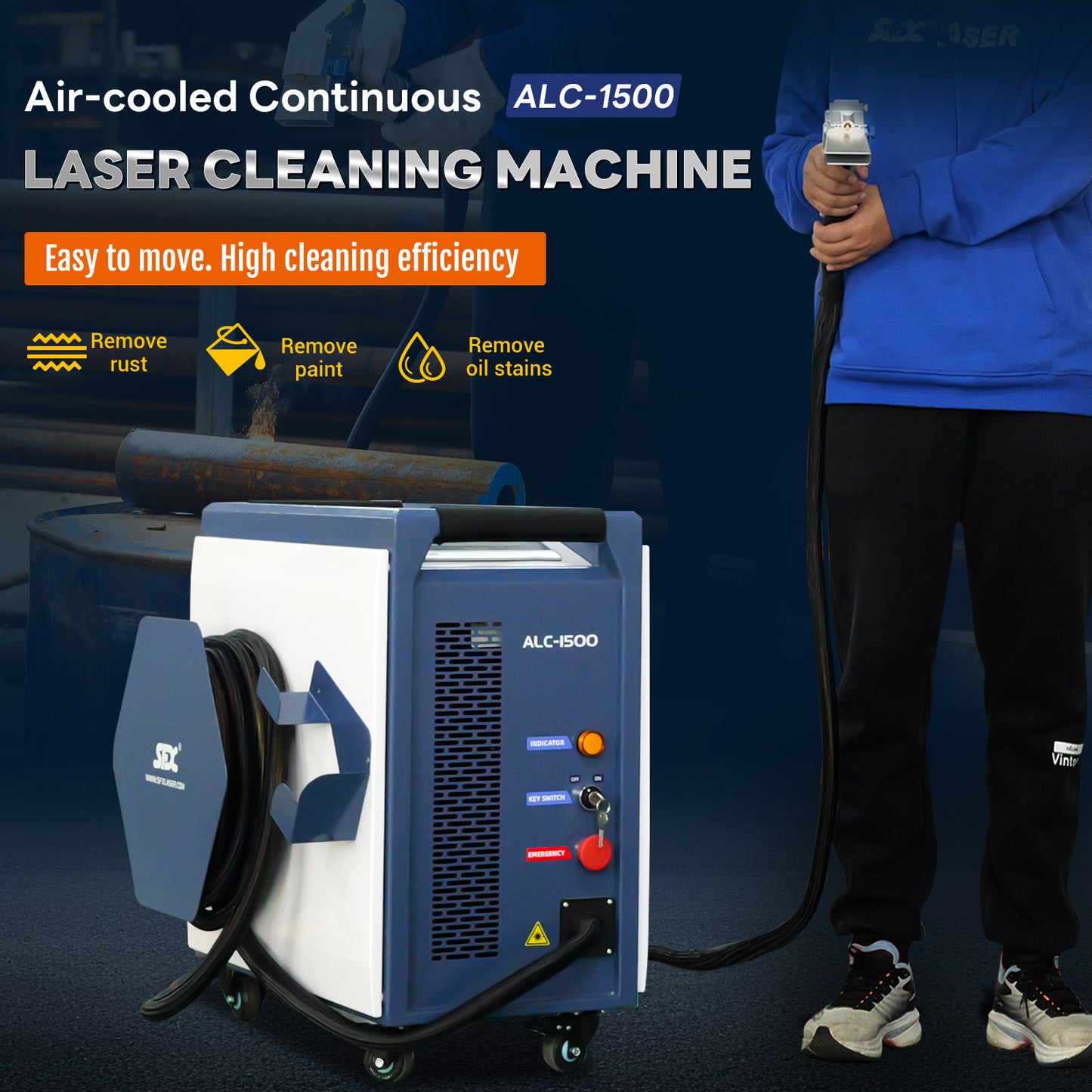 SFX ALC 1500W Laser Cleaning Machine with 250mm Wide Beam, Smart Control, No Consumables