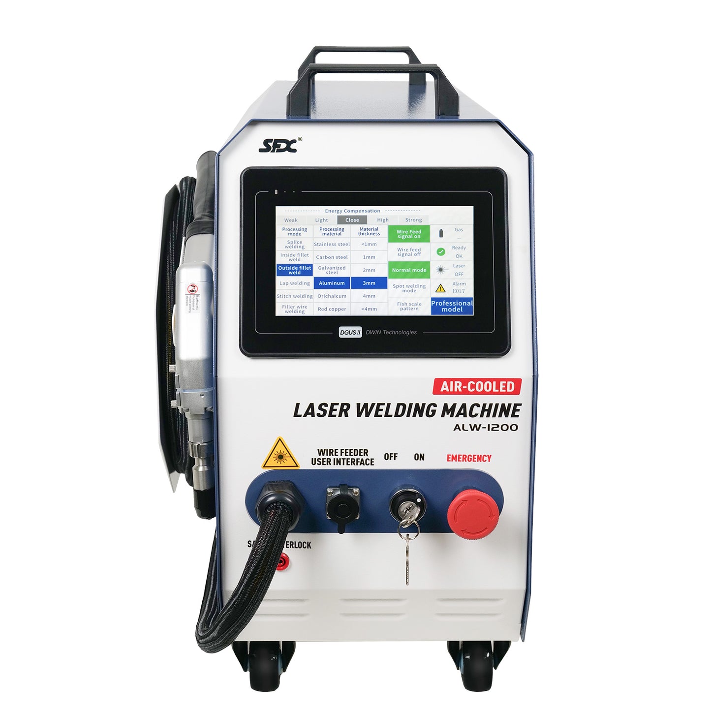 SFX 1200W Air Cooled Laser Welder 2-in-1 Handheld Laser Welding Machine Beam Cleaner with Auto Wire Feeder for Metal Stainless Steel Aluminum Brass