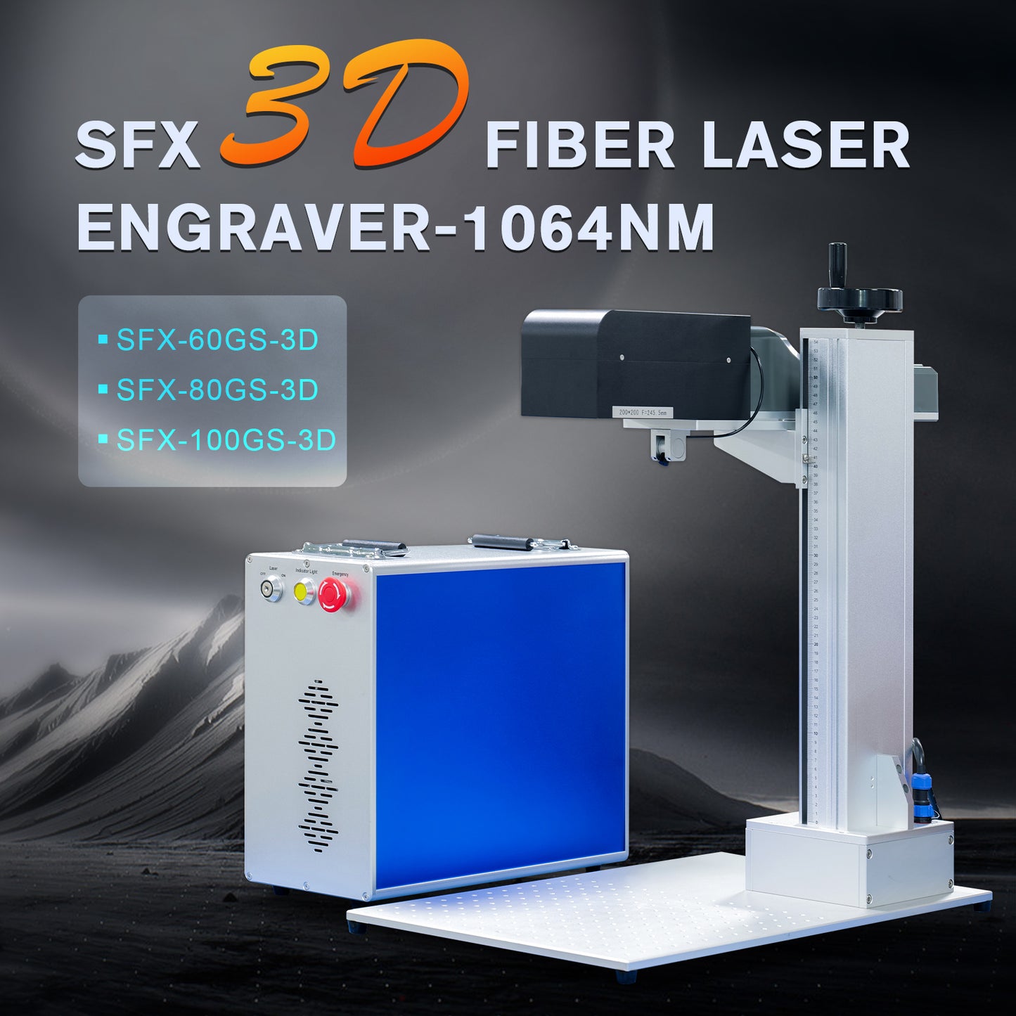 SFX 3D Fiber Laser Engraver JPT MOPA M7 60W 80W 100W Fiber Marking Machine for Large Field and Curved Surface