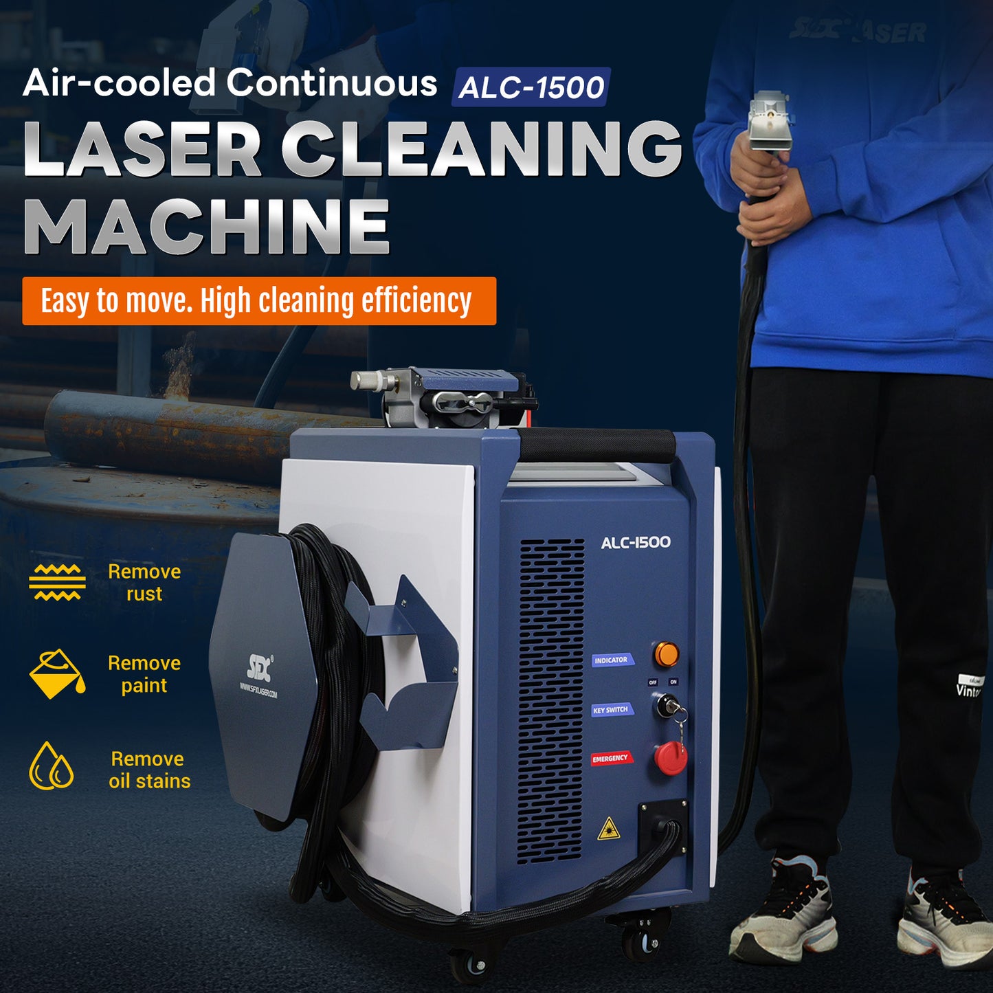 SFX ALC 1500W Laser Cleaning Machine with 250mm Wide Beam, Smart Control, No Consumables
