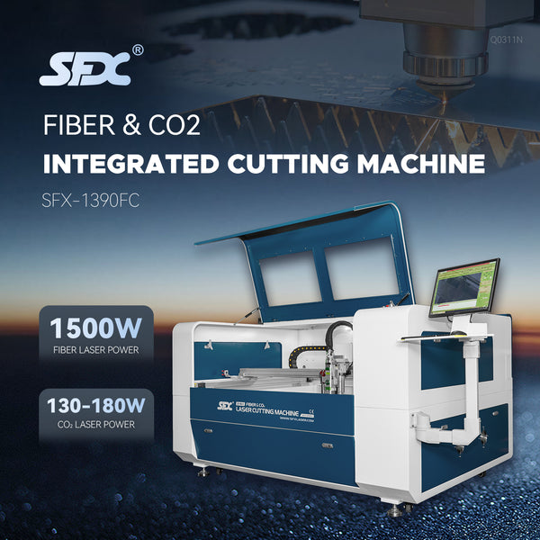 SFX 1500W Fiber & CO2 Integrated Cutting Machine SFX-1390FC Laser Cutt ...