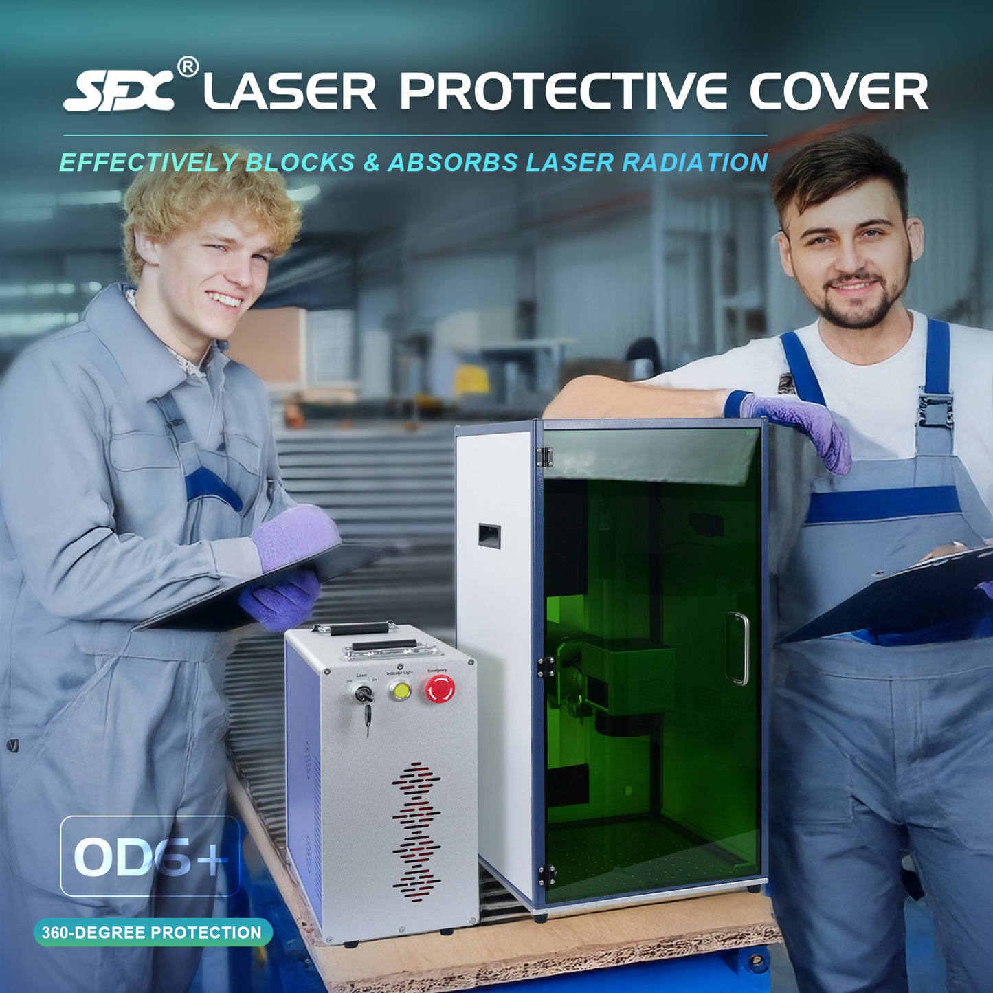 SFX Laser OD6+ Safety Protective Cover for Laser Marking Machines for UV/YAG Beam Blocking in Labs, Workshops & Industrial Settings