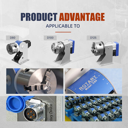 SFX Rotary Axis Rotary Chuck Rotating Shaft D80/D100/D125 with Driver for Laser Marking/Engraving Machine