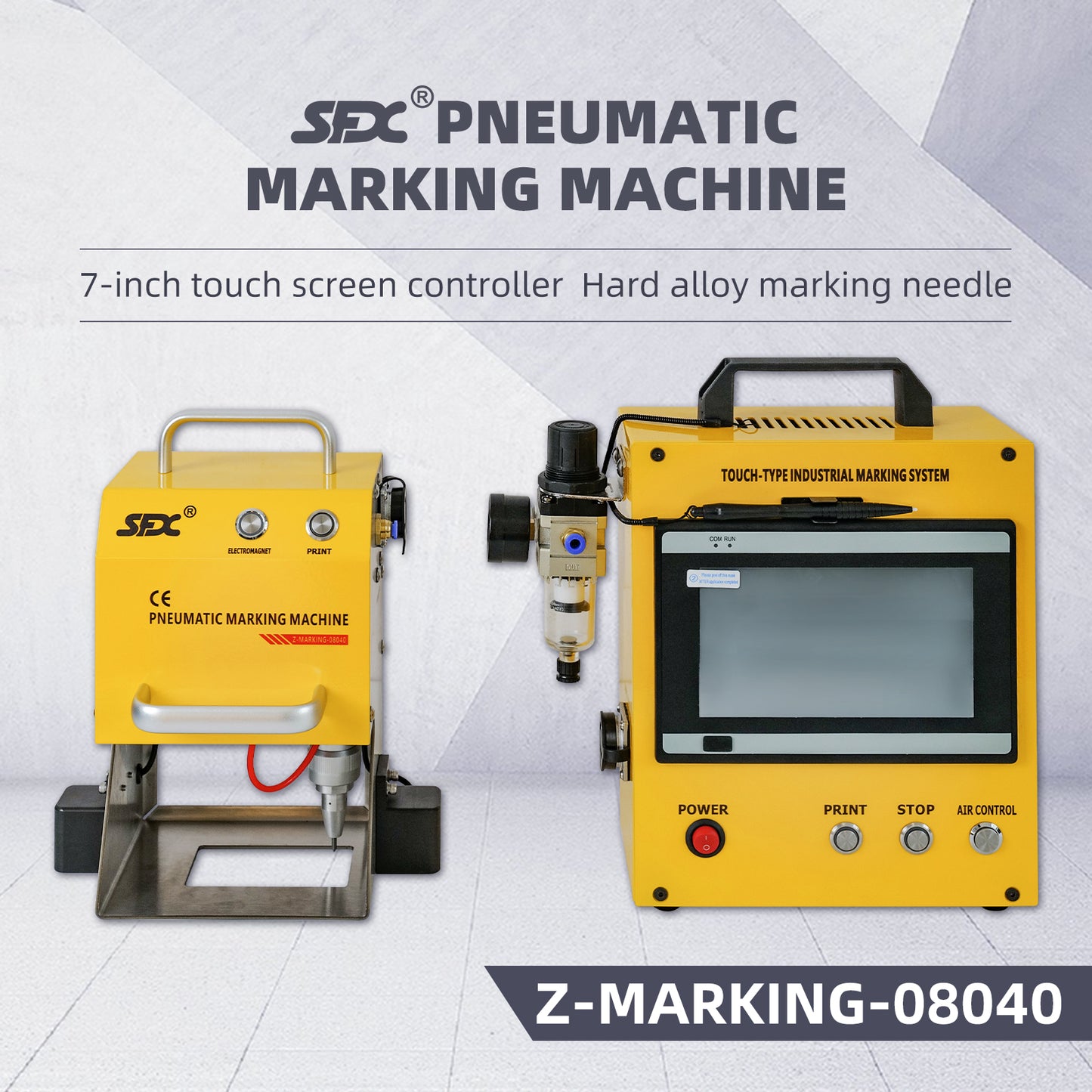 SFX Industrial 80*40mm Pneumatic Dot Peen Marking Machine Pneumatic Engraver for Automotive Chasis Marking Structure Marking VIN Number Punching