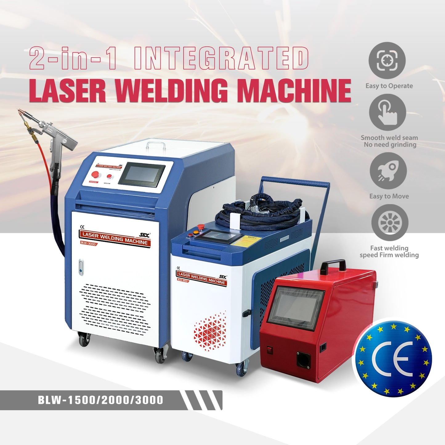 SFX 2-in-1 Handheld BLW 1.5KW-3KW Fiber Laser Welder Laser Welding Machine ＆ Seam Cleaning for Stainless Steel Aluminum Hardware Pipe Tube Plate Welding