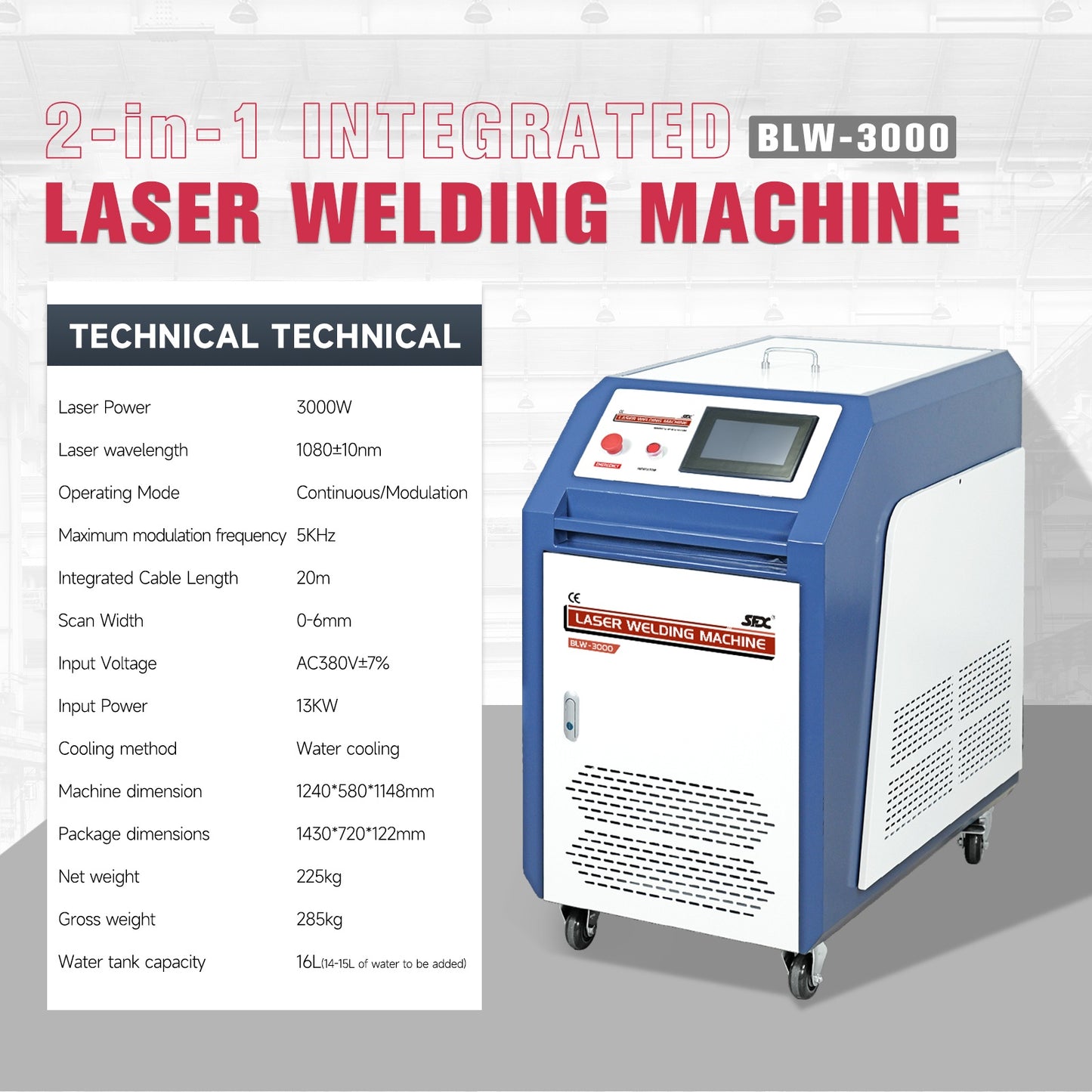 SFX 2-in-1 Handheld BLW 1.5KW-3KW Fiber Laser Welder Laser Welding Machine ＆ Seam Cleaning for Stainless Steel Aluminum Hardware Pipe Tube Plate Welding