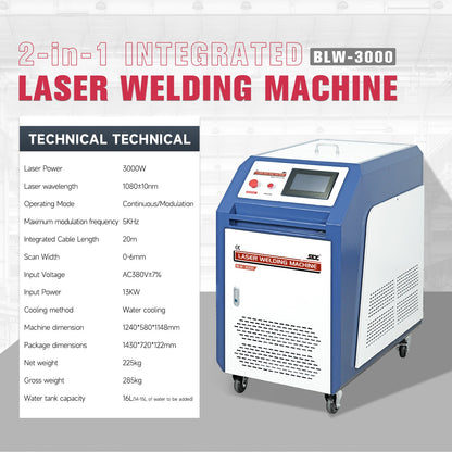 SFX 2-in-1 Handheld BLW 1.5KW-3KW Fiber Laser Welder Laser Welding Machine ＆ Seam Cleaning for Stainless Steel Aluminum Hardware Pipe Tube Plate Welding