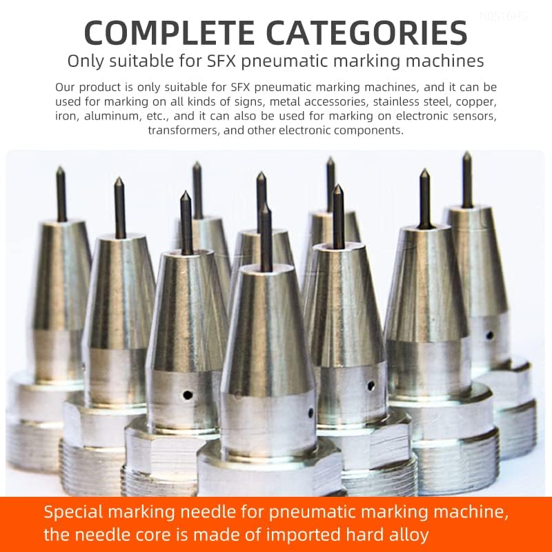 SFX Carbide 1/2/2.5/3/6mm Pneumatic Marking Needle High Hardness Long Lifespan for SFX Pneumatic Marking Machine Marking on Metals or Hard Non-Metal Materials