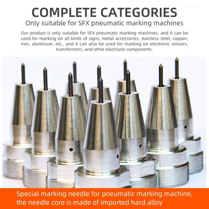 SFX Carbide 1/2/2.5/3/6mm Pneumatic Marking Needle High Hardness Long Lifespan for SFX Pneumatic Marking Machine Marking on Metals or Hard Non-Metal Materials