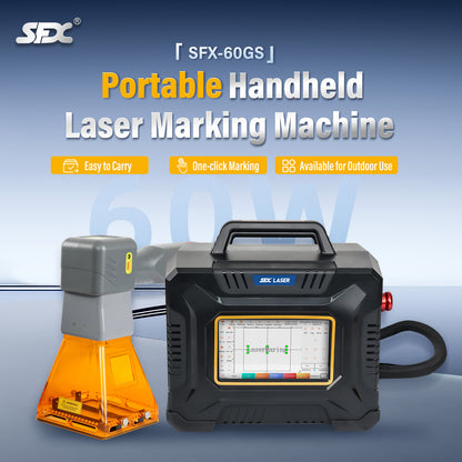 SFX 60W Laser Engraver Handheld Laser Marking Machine for 100×100mm Working Area 90/240V Portable Laser Marker for Metal, Wood