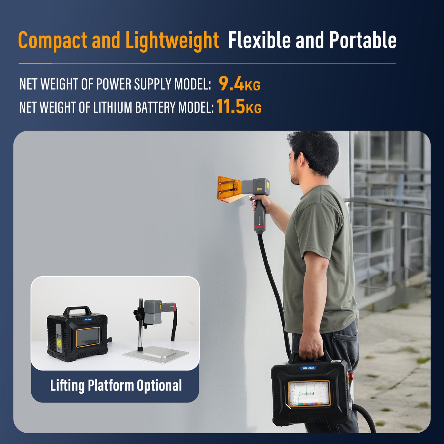 SFX 60W Laser Engraver Handheld Laser Marking Machine for 100×100mm Working Area 90/240V Portable Laser Marker for Metal, Wood
