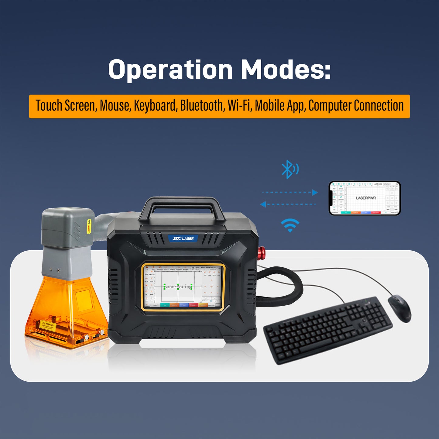 SFX 60W Laser Engraver Handheld Laser Marking Machine for 100×100mm Working Area 90/240V Portable Laser Marker for Metal, Wood