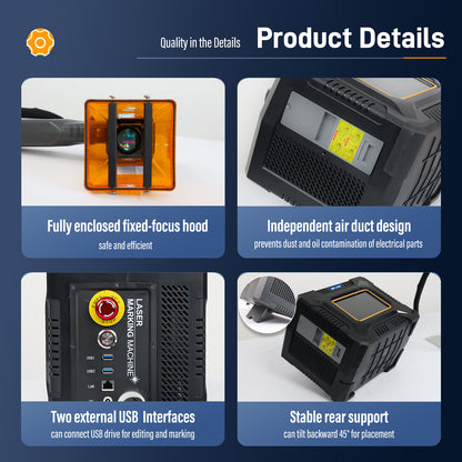 SFX 60W Laser Engraver Handheld Laser Marking Machine for 100×100mm Working Area 90/240V Portable Laser Marker for Metal, Wood
