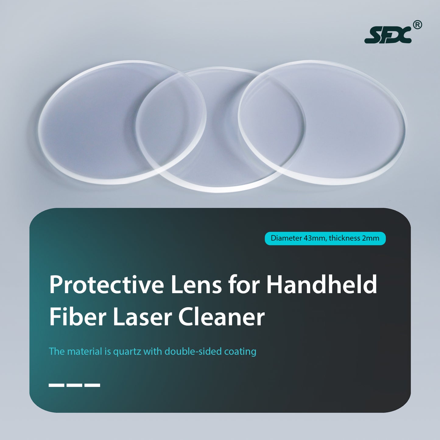 SFX High-purity Laser Protective Lens 43×2 mm Dual-Coated 45° Bevel for  200W 300W 1500W 2000W Laser Cleaning Machine Fiber Laser Cleaner
