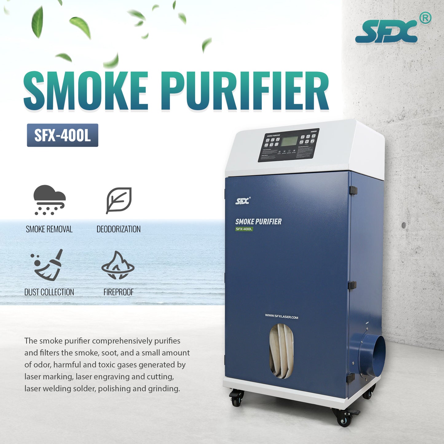 SFX-400L Laser Cleaning Machine Smoke Purifier Fume Extractor Fume Purifier for Laser Cleaning Welding Cutting Engraving