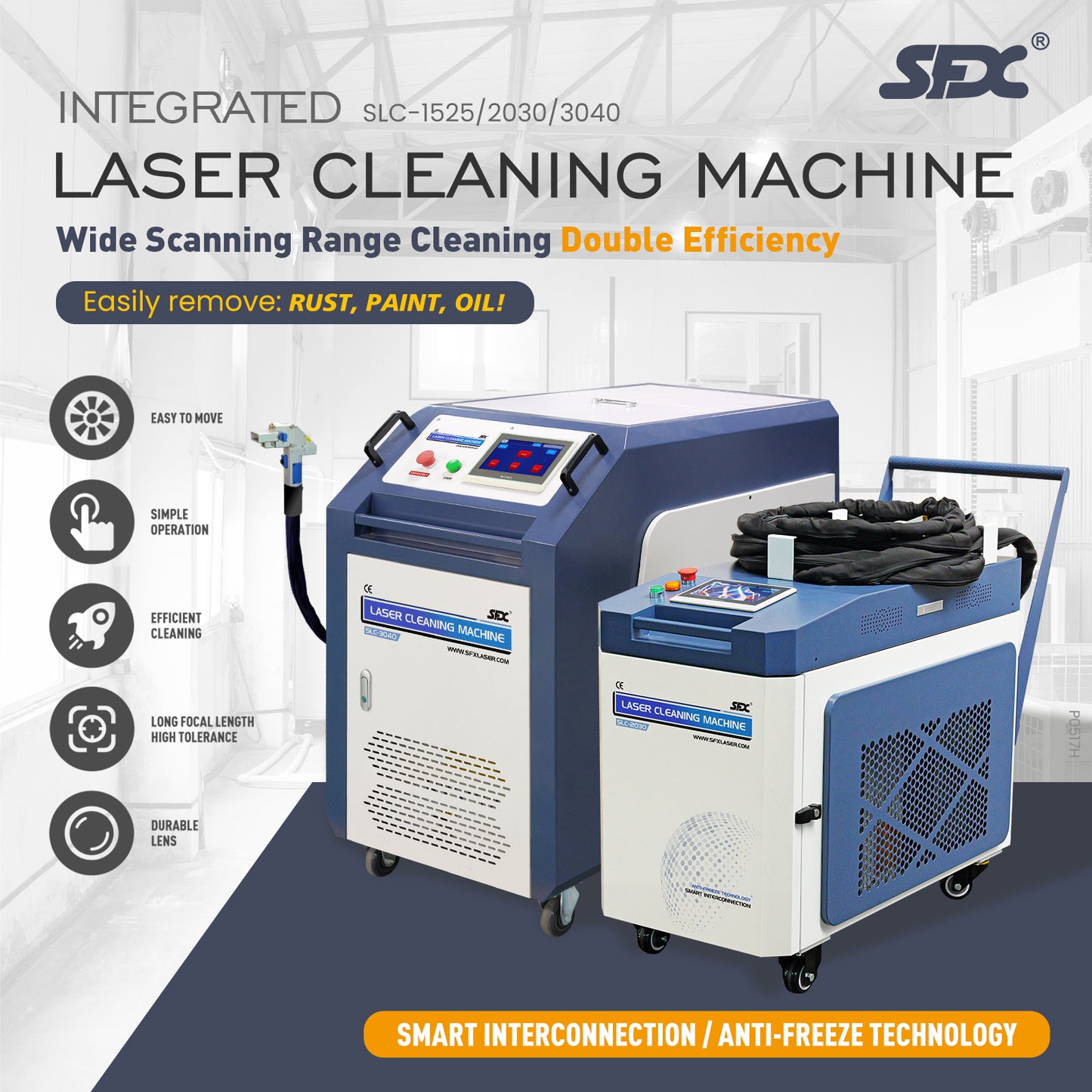 SFX 1500W 2000W 3000W 400mm Scan Laser Cleaning Machine Laser Rust Remover with IoT  Laser Cleaner for Coating Painting Oil