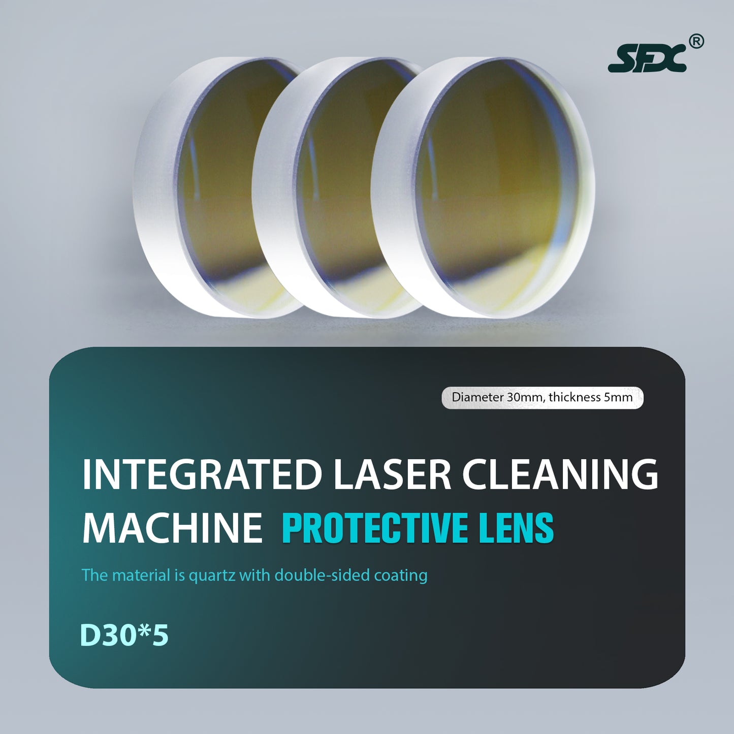 SFX High-purity Laser Protective Lens 30×5 mm Dual-Coated 45° Bevel for Safer Handling 3000 W Power – Fits SLC‑1525/2030/3040