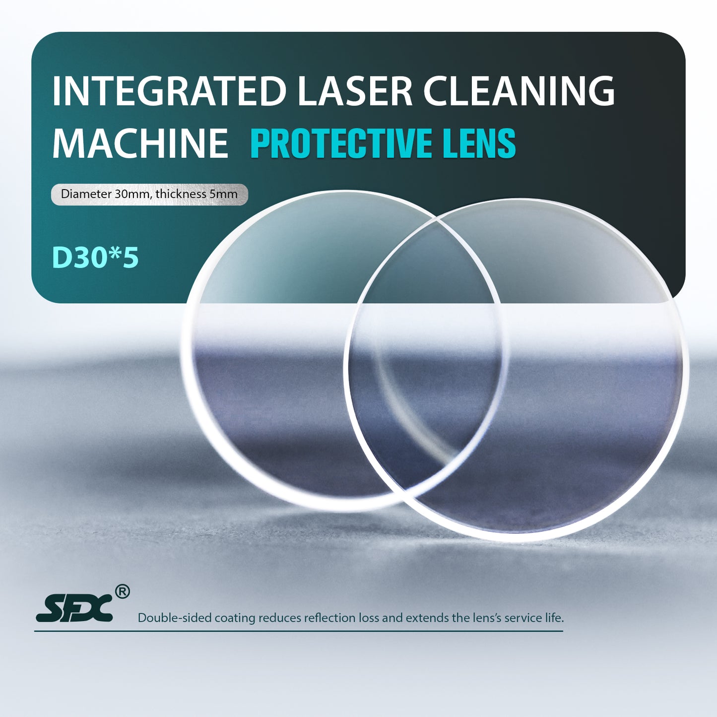 SFX High-purity Laser Protective Lens 30×5 mm Dual-Coated 45° Bevel for Safer Handling 3000 W Power – Fits SLC‑1525/2030/3040