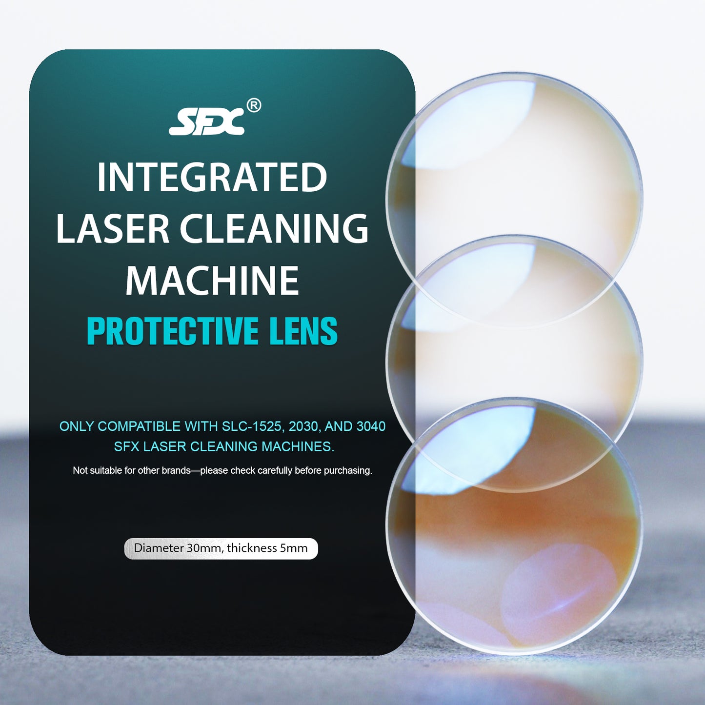 SFX High-purity Laser Protective Lens 30×5 mm Dual-Coated 45° Bevel for Safer Handling 3000 W Power – Fits SLC‑1525/2030/3040