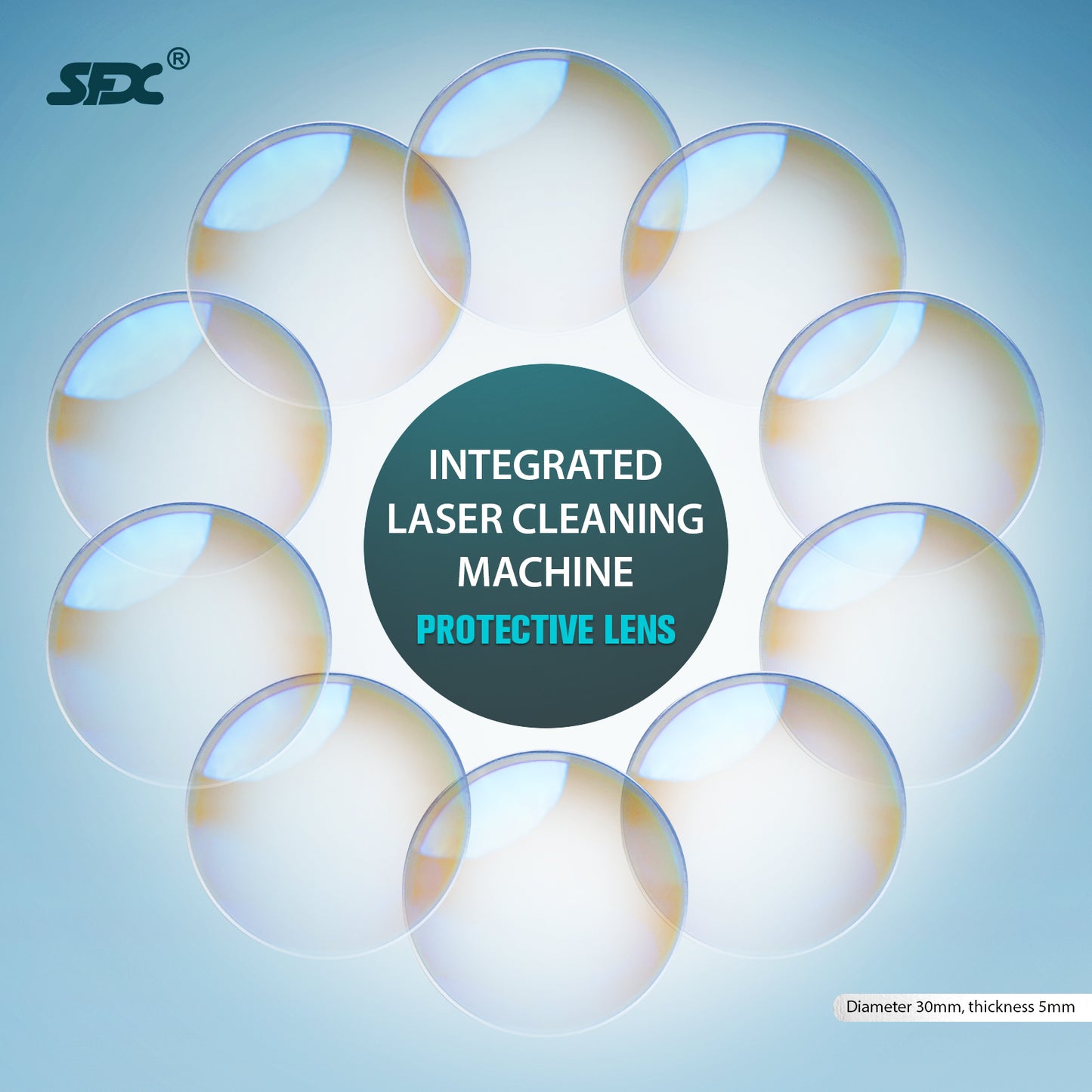 SFX High-purity Laser Protective Lens 30×5 mm Dual-Coated 45° Bevel for Safer Handling 3000 W Power – Fits SLC‑1525/2030/3040