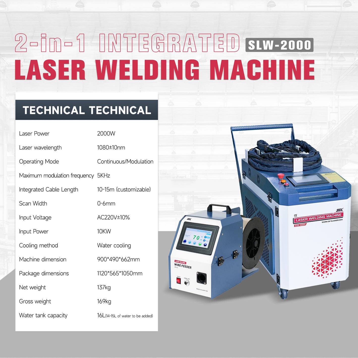 SFX 2-in-1 Handheld SLW 1.5KW-3KW Fiber Laser Welder Laser Welding Machine ＆ Seam Cleaning for Stainless Steel Aluminum Hardware Pipe Tube Plate Welding
