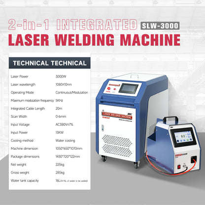SFX 2-in-1 Handheld SLW 1.5KW-3KW Fiber Laser Welder Laser Welding Machine ＆ Seam Cleaning for Stainless Steel Aluminum Hardware Pipe Tube Plate Welding