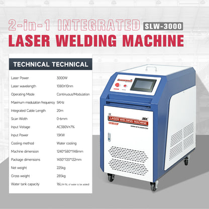 SFX 2-in-1 Handheld SLW 1.5KW-3KW Fiber Laser Welder Laser Welding Machine ＆ Seam Cleaning for Stainless Steel Aluminum Hardware Pipe Tube Plate Welding