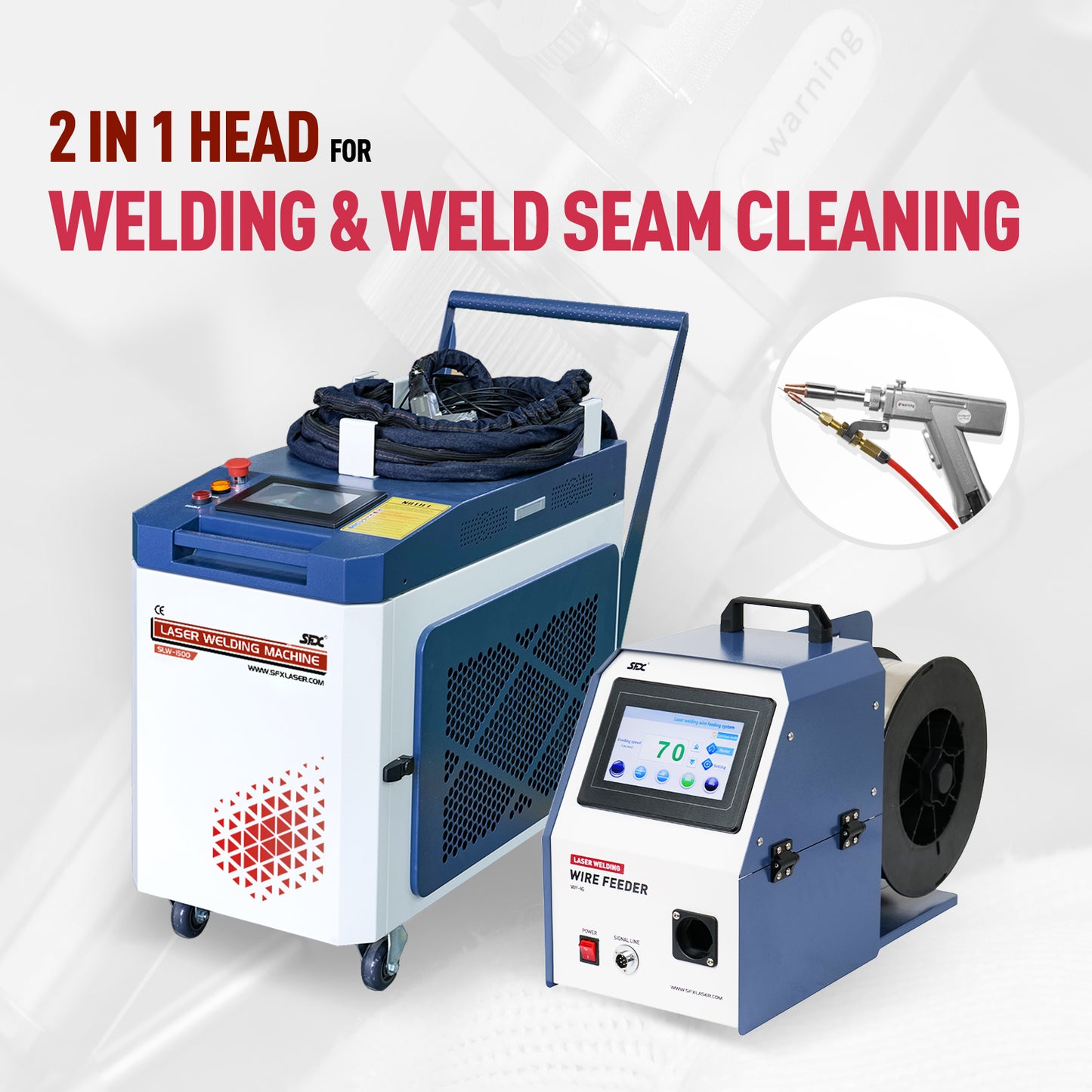 SFX 2-in-1 Handheld SLW 1.5KW-3KW Fiber Laser Welder Laser Welding Machine ＆ Seam Cleaning for Stainless Steel Aluminum Hardware Pipe Tube Plate Welding