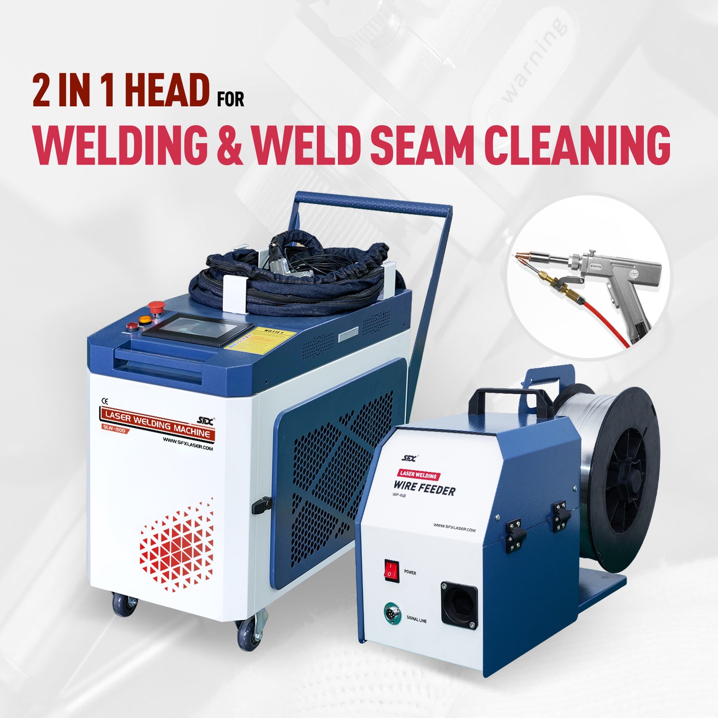 SFX 2-in-1 Handheld SLW 1.5KW-3KW Fiber Laser Welder Laser Welding Machine ＆ Seam Cleaning for Stainless Steel Aluminum Hardware Pipe Tube Plate Welding