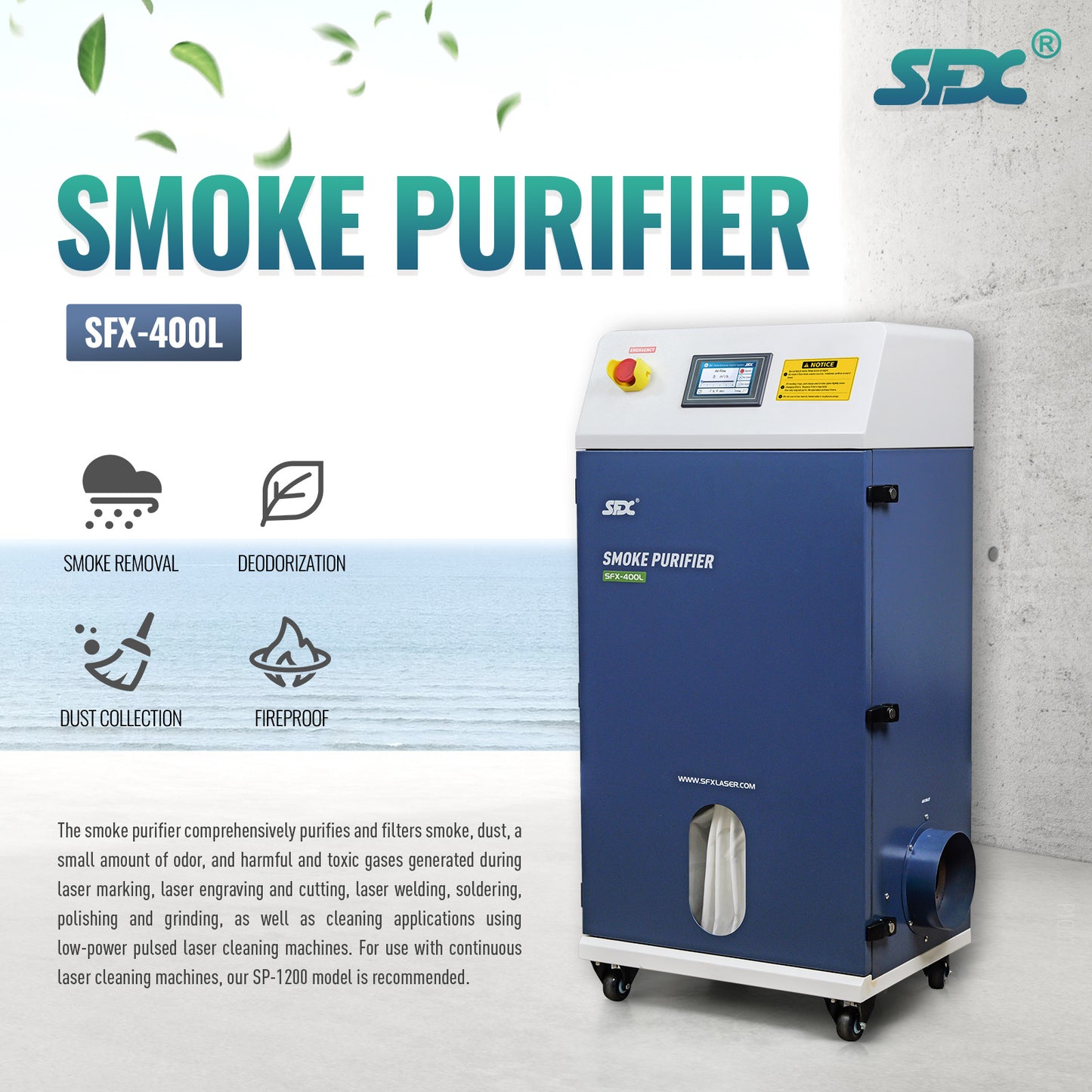SFX-400L Laser Cleaning Machine Smoke Purifier Fume Extractor Fume Purifier for Laser Cleaning Welding Cutting Engraving