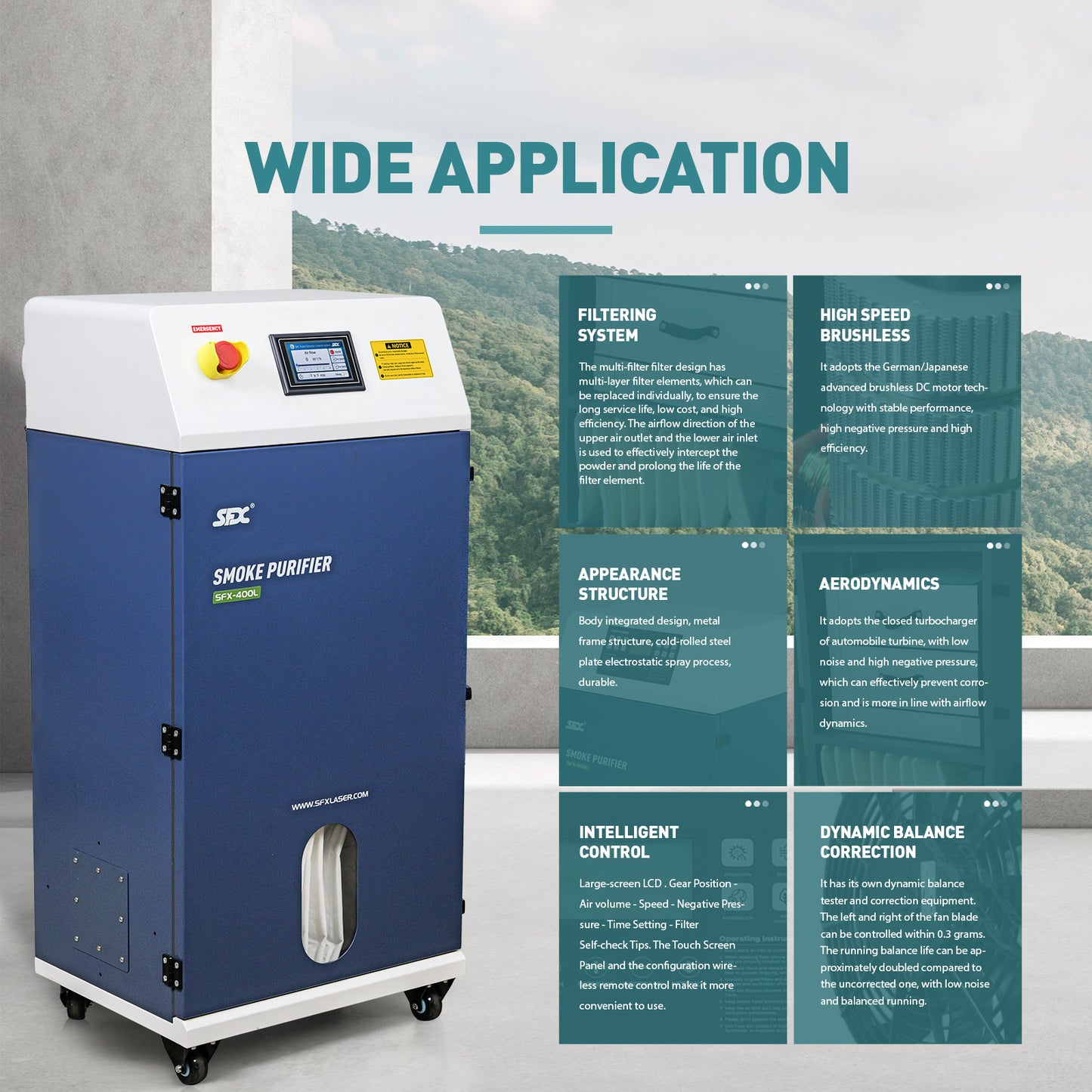 SFX-400L Laser Cleaning Machine Smoke Purifier Fume Extractor Fume Purifier for Laser Cleaning Welding Cutting Engraving