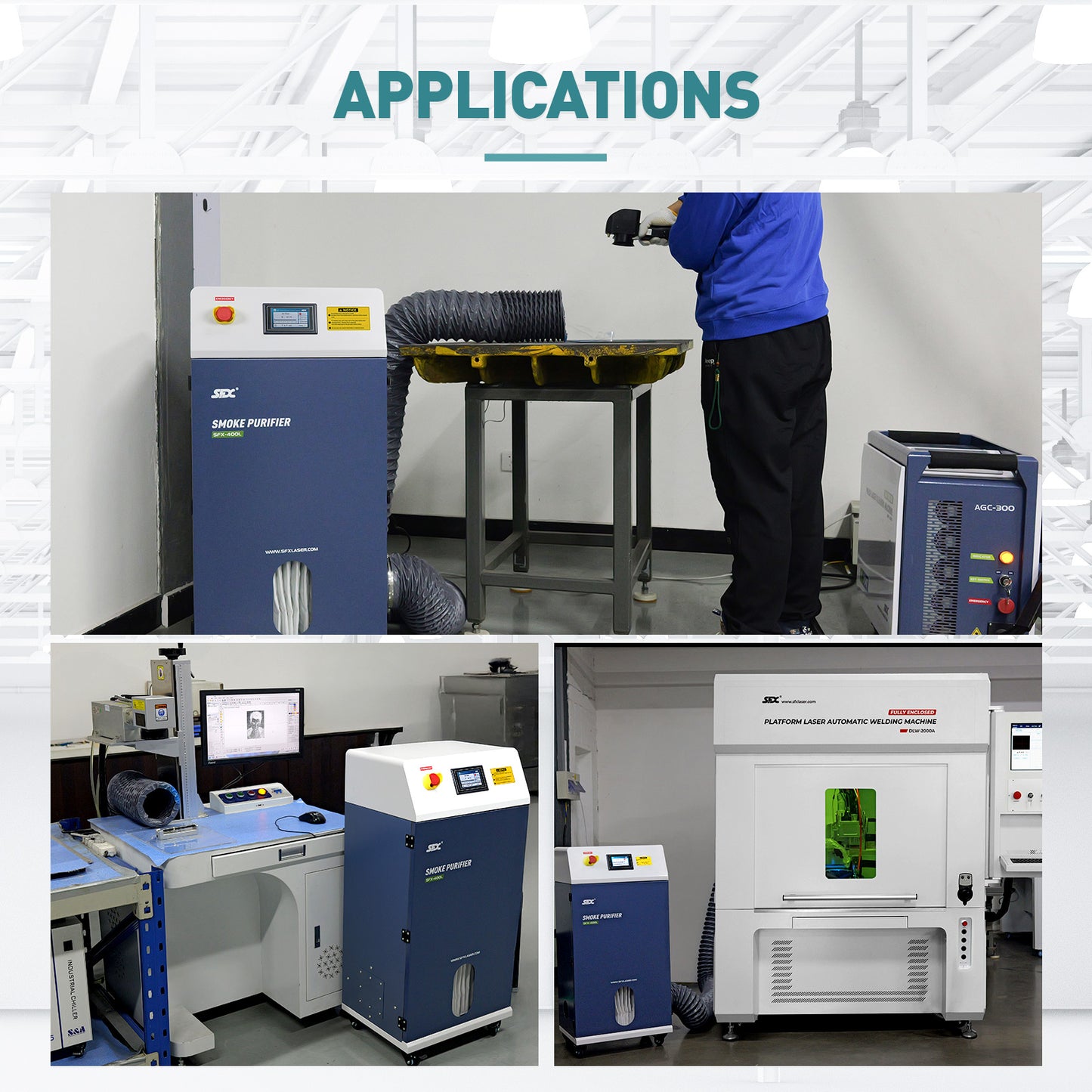 SFX-400L Laser Cleaning Machine Smoke Purifier Fume Extractor Fume Purifier for Laser Cleaning Welding Cutting Engraving